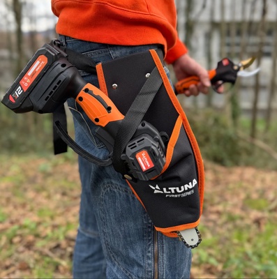 Altuna Kit de Poda a Bateria de Titanio - Motosierra a Bateria + Tijeras de Podar Electricas + Pertiga Telescopica + Maletin y Funda